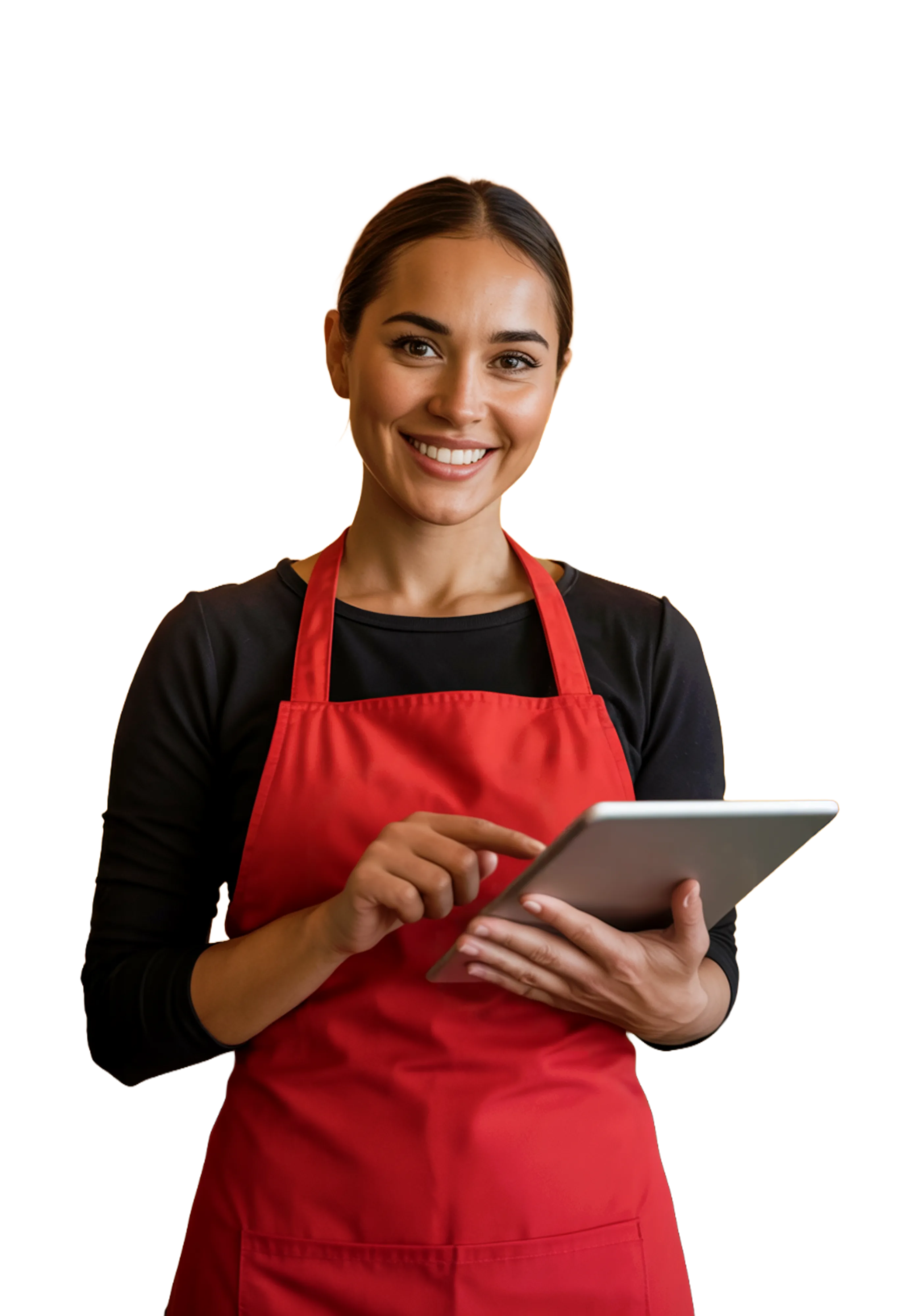 Costa Rican food business owner using MOZZO on a tablet
